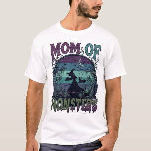 Mutter Monster Halloween Hexe Mond Kürbisse Friedh T-Shirt