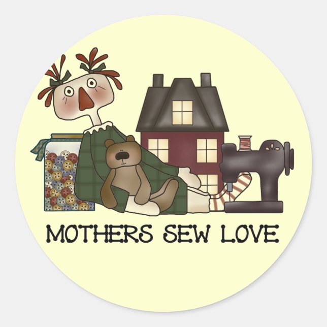 Mütter nähen Liebe T Shirts und Geschenke Runder Aufkleber (Vorderseite)
