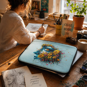 Mutter Natur Göttin Florales Porträt Kunst Laptopschutzhülle