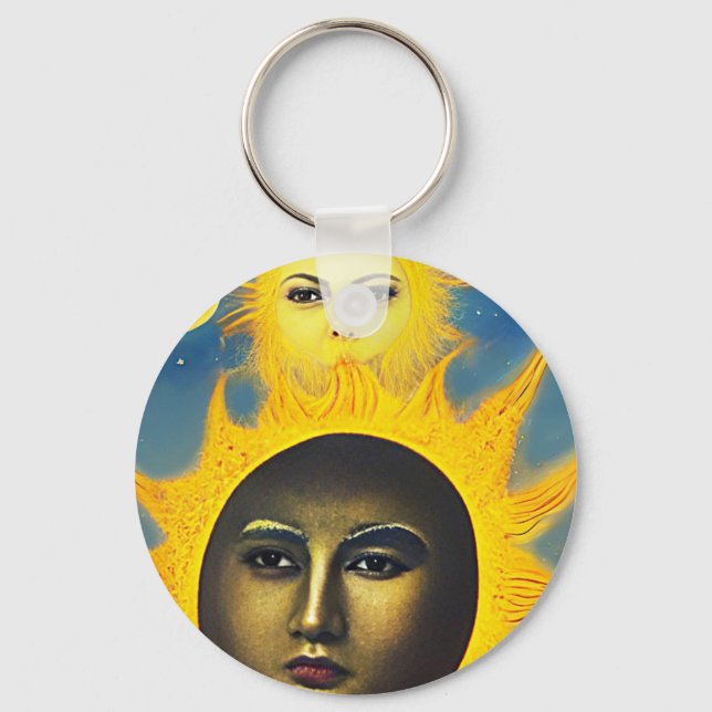 Mutter Natur Sonnenmond Original Fantasy Art Schlüsselanhänger (Vorderseite)