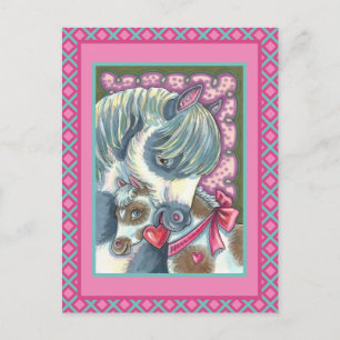 MUTTER PONY & IHR NIEDLICHER VALENTINE FILLY, PFER FEIERTAGSPOSTKARTE