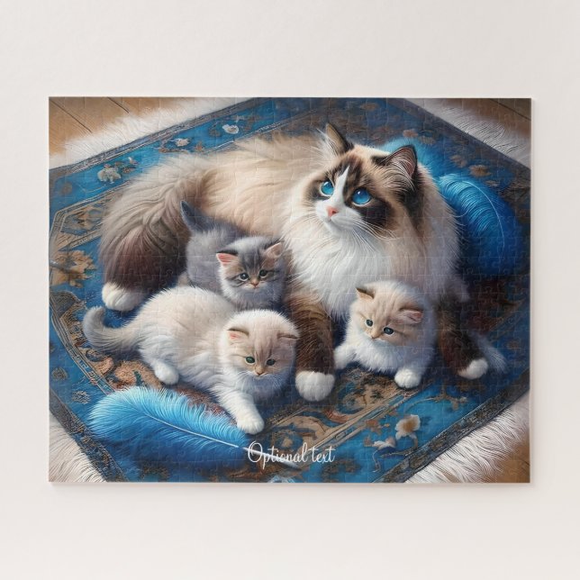 Mutter Ragdoll Katze und Kätzchen (Horizontal)