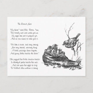 Mutter Robin und ihre Babys in einer Schuhe Postkarte