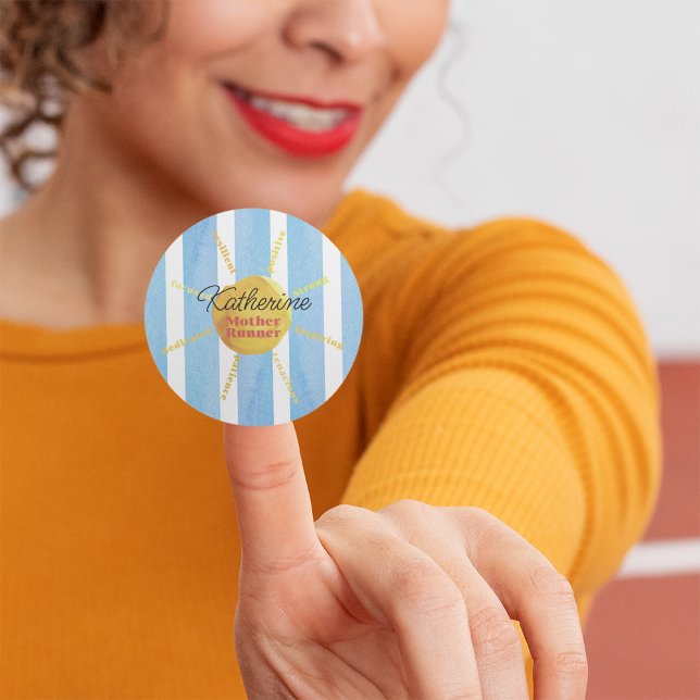 Mutter Runner Yellow Sunshine Wasserfarbe Custom Runder Aufkleber (Von Creator hochgeladen)