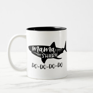 Mutter Shark Tun-Tun-Tun-Tun Mommy Shark lustig Zweifarbige Tasse