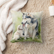Mutter Sibirische Husky Hund Mama Anstrich Hinterg