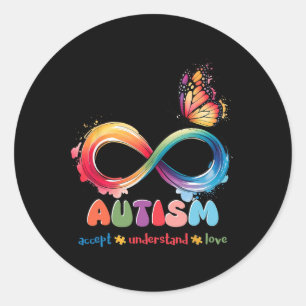 Mutter Sohn Familie akzeptieren Autistische Kinder Runder Aufkleber