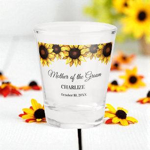 Mutter Sonnenblume Hochzeit Gelb Weiß Schnapsglas