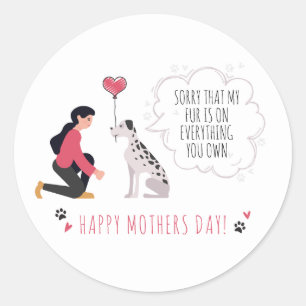 Mütter Tag Hund Mama Funny Paws Liebe Herz Runder Aufkleber