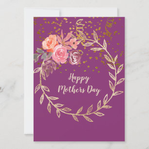 Mütter Tag Lila Pink Burgund Floral & Glitzer Feiertagskarte