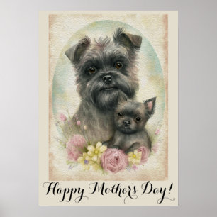 Mütter Tag Niedlich Affenpinscher Hund Mama Poster