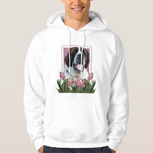 Mutter-Tag - rosa Tulpen - Bernhardiner - Mae Hoodie (Vorderseite)