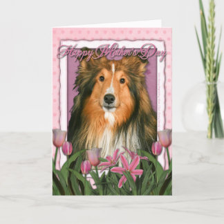 Mutter-Tag - rosa Tulpen - Sheltie Karte