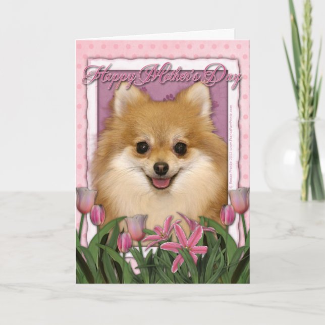 Mutter-Tag - rosa Tulpen - Spitz Karte (Vorderseite)