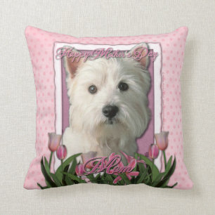 Mutter-Tag - rosa Tulpen - Westie Kissen