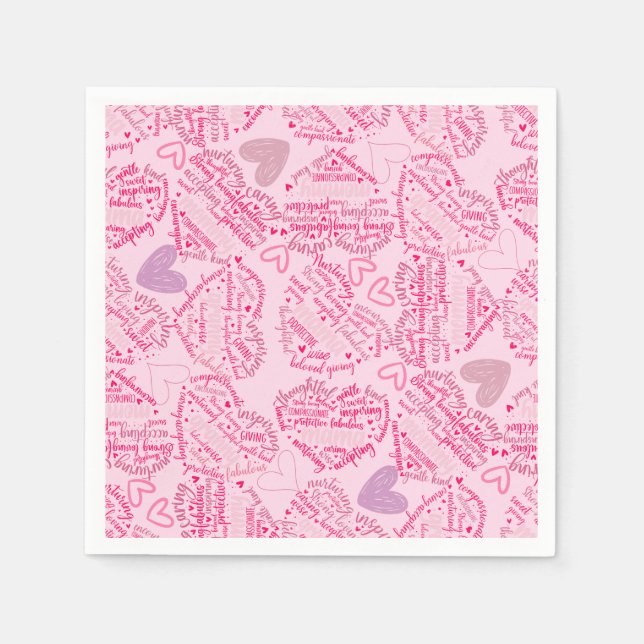 Mutter Tage Herz 01.Pink Lpink BG Serviette (Vorderseite)