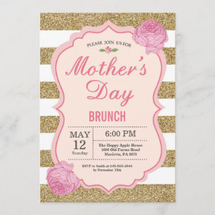 Mutter-Tagesbrunch-Einladungs-Rosa-BlumenBlume Einladung
