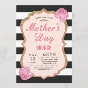 Mutter-Tagesbrunch-Einladungs-Rosa-BlumenBlume Einladung