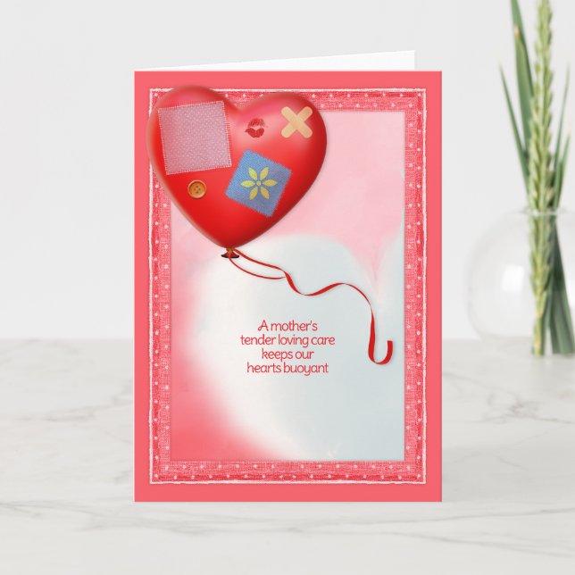 Mutter TLC Herzballon Dankeskarte (Vorderseite)