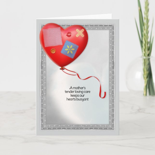 Mutter TLC Herzballon Dankeskarte (Vorderseite)