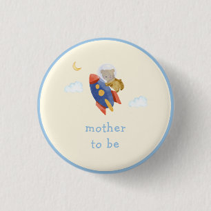 Mutter-To-Be-Raumschiff-Rakete-Bär-Junge-Baby-Part Button