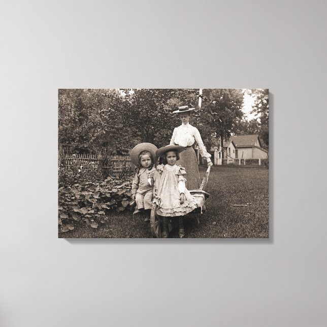 Mutter Töchter 1890 Heirloom Gartengarten Leinwanddruck (Vorderseite)