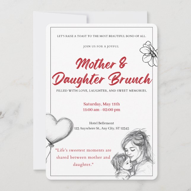 Mutter-Tochter-Brunch-Einladung (Vorderseite)