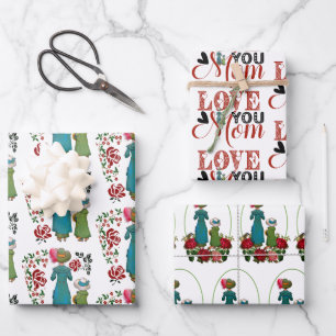 Mutter Tochter Duo Rote Rosen Liebe Sie Mama Blume Geschenkpapier Set