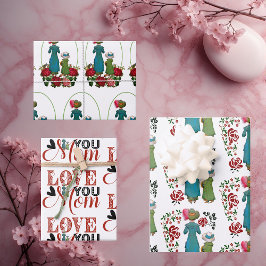 Mutter Tochter Duo Rote Rosen Liebe Sie Mama Blume Geschenkpapier Set