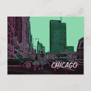 Mutter-Tochter-Einkauf Michigan Ave Chicago 1961 Postkarte