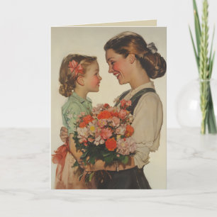 Mutter Tochter Sharing Special Moment Blume Einladung