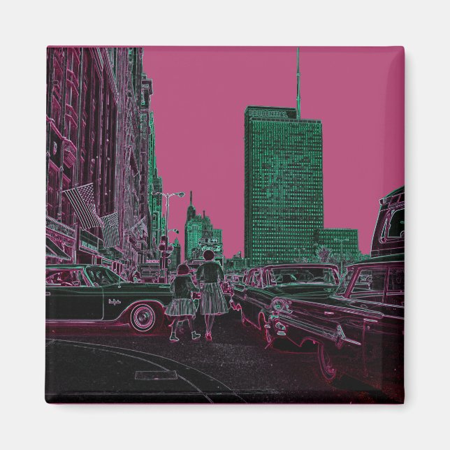Mutter Tochter Shopping Michigan Ave Chicago 1961 Magnet (Vorne)