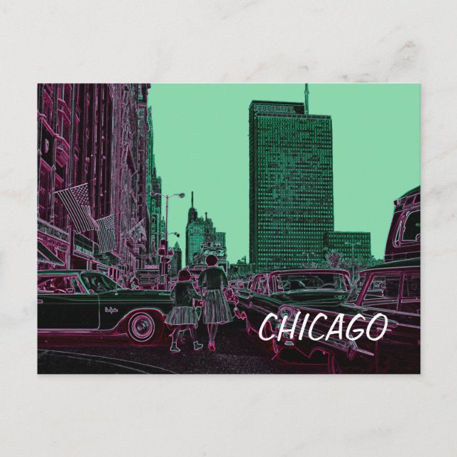 Mutter Tochter Shopping Michigan Ave Chicago 1961 Postkarte (Vorderseite)