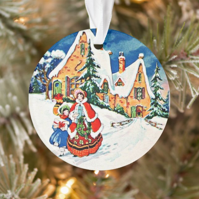 Mutter Tochter Weihnachten Viktorianische Kunst De Ornament (Baum)