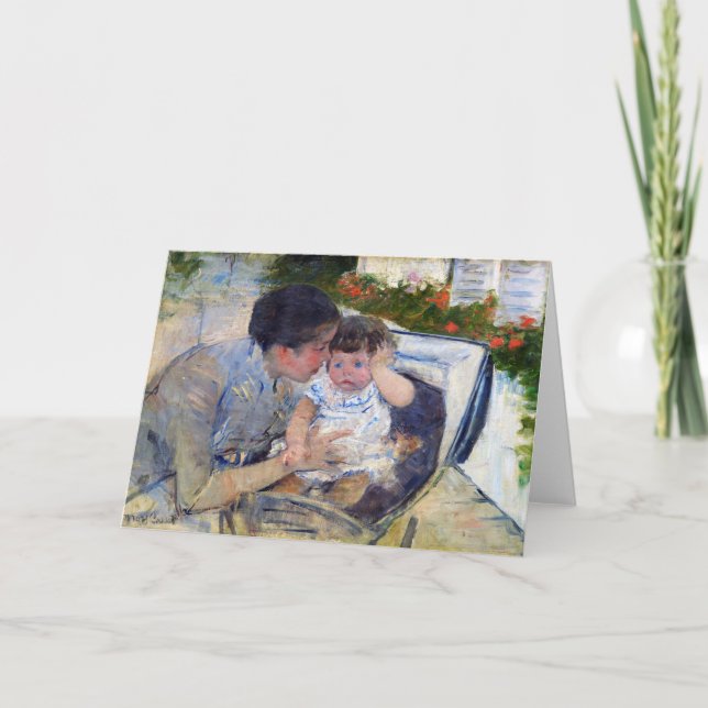 Mutter tröstet das Baby, Mary Cassatt Karte (Vorderseite)