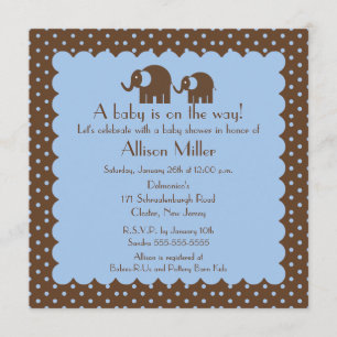 Mutter-u. Baby-Elefant-Jungen-Babyparty Einladung