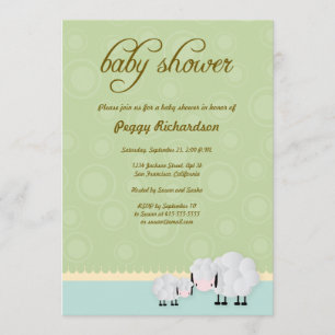Mutter-u. Baby-Schaf-Babyparty laden ein: Grün Einladung