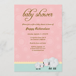 Mutter-u. Baby-Schaf-Babyparty laden ein: Rosa Einladung