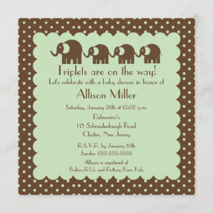 Mutter-u. Dreiergruppe-Elefant-Babyparty Einladung