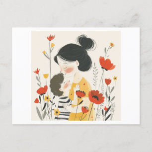 Mutter umarmte ihren Sohn Postkarte