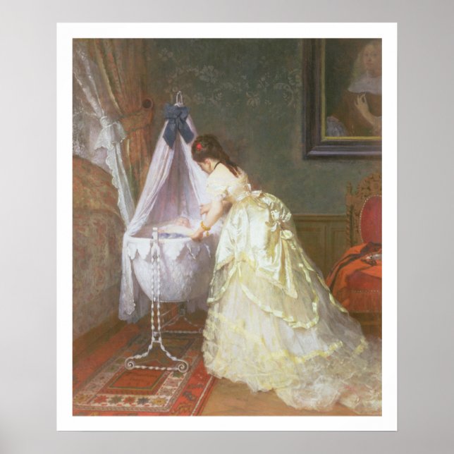 Mutter und Baby, 1869 (Öl auf Tafel) Poster (Vorne)