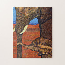 Mutter-und Baby-afrikanische Elefant-Puzzlespiel