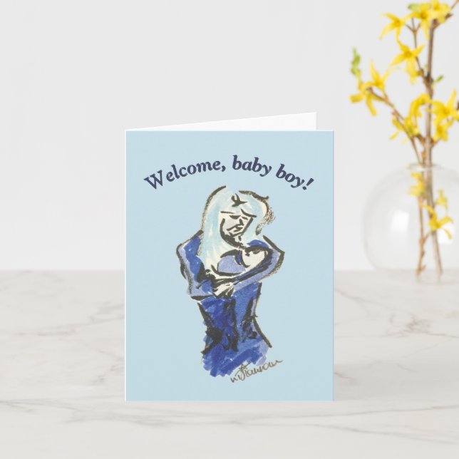 Mutter und Baby "Baby Boy Card" Karte (Gelbe Blume)