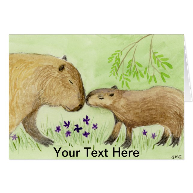 Mutter und Baby Capybara (Vorderseite (Horizontal))