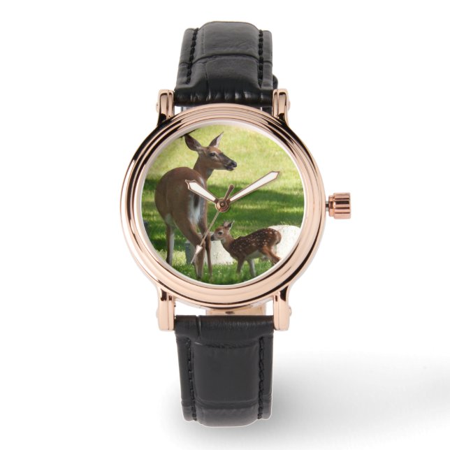 Mutter und Baby Deer Armbanduhr (Vorderseite)