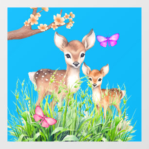 Mutter und Baby Deer Fensteraufkleber