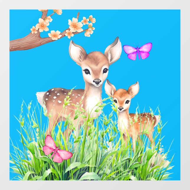 Mutter und Baby Deer Fensteraufkleber (Blatt)