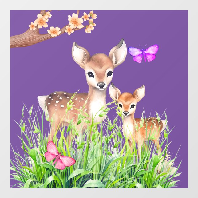 Mutter und Baby Deer Fensteraufkleber (Blatt)