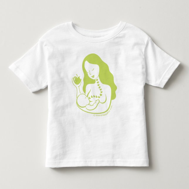 Mutter und Baby, die im Grün Brust-füttern Kleinkind T-shirt (Vorderseite)