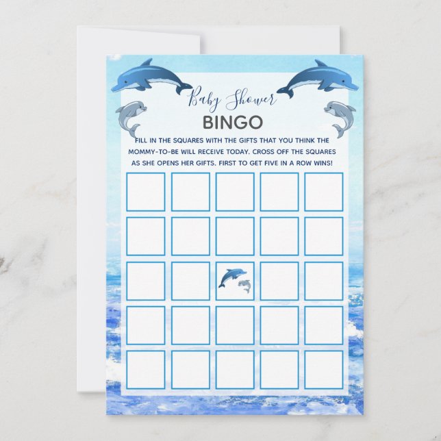 Mutter und Baby Dolphin Ocean Baby Dusche Bingo Einladung (Vorderseite)